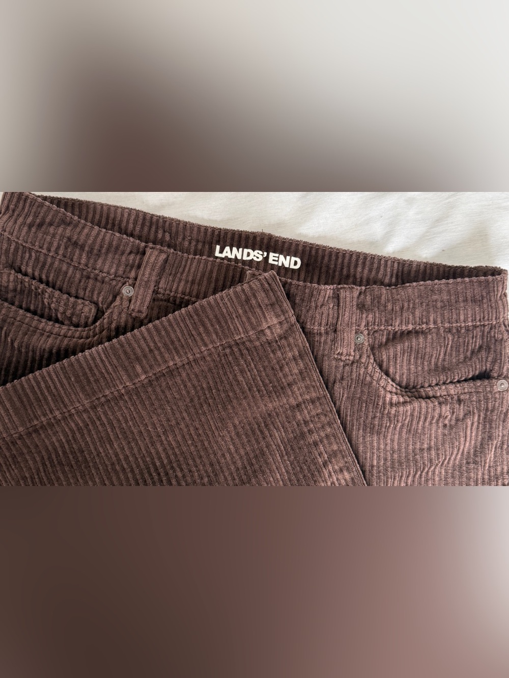 Lands' End Women's Wide Leg Corduroy Pants - Dark Brown 14